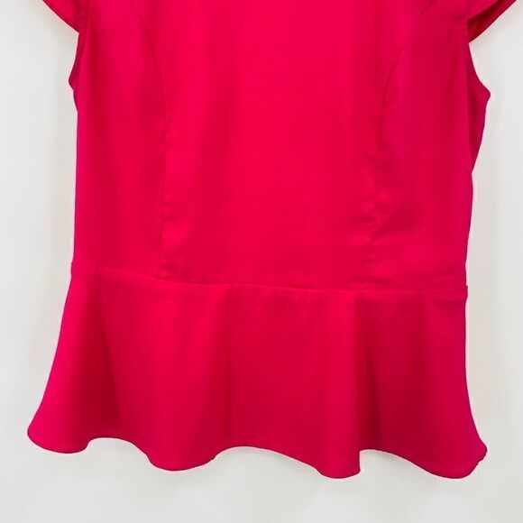 Express Size Small Pink Cap Sleeve Peplum Hem Zip Back Blouse Top - Picture 3 of 7